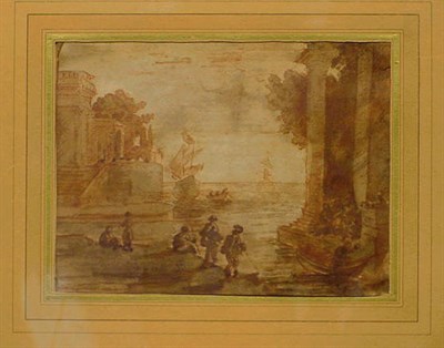 Lot 26 - Circle of Claude Lorrain VIEW OF A HARBOR...