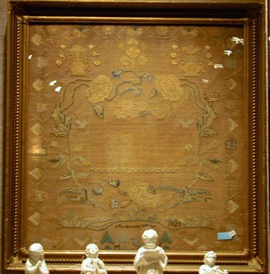 Lot 197 - Silk and Linen Needlework Picture Margaretta...