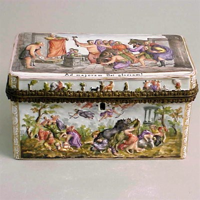 Lot 637 - Capodimonte Porcelain Box Of rectangular form,...