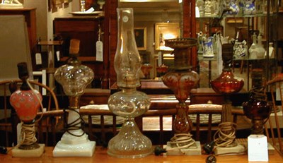 Lot 206 - Miscellaneous Group of Six Glass Fluid Lamps...