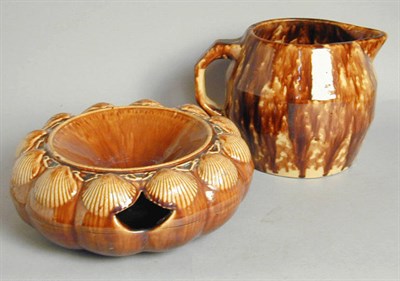 Lot 371 - Rockingham Stoneware Pitcher and Spittoon