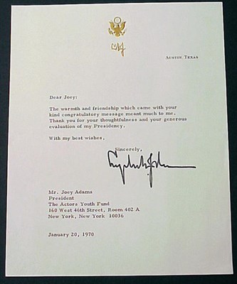 Lot 281 - JOHNSON, LYNDON Two typed letters signed with...