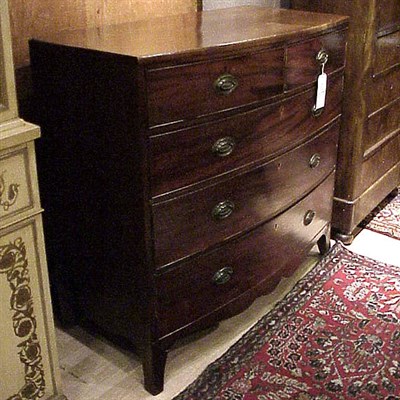 Lot 406 - George III Mahogany Bow-Front Chest of Drawers