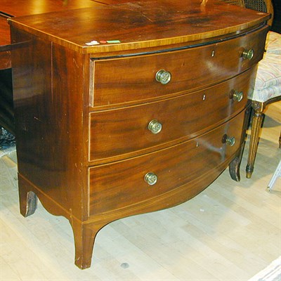 Lot 375 - Regency Style Mahogany Bow-Front Chest of Drawers