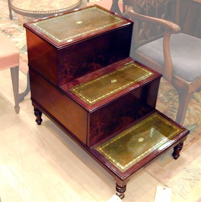 Lot 247 - Set of William IV Leather Inset Mahogany Bedsteps