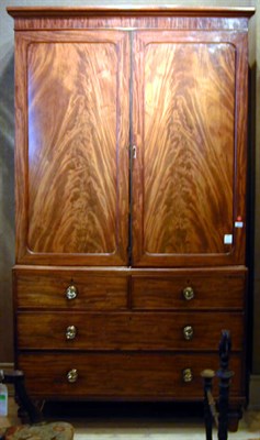 Lot 527 - Georgian Style Mahogany Linen Press