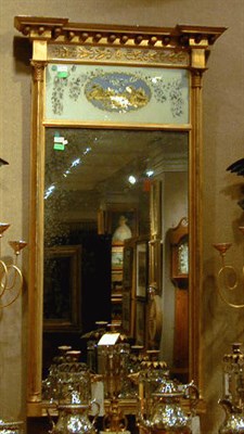 Lot 340 - Federal Gilt-Wood and Eglomise Looking Glass...