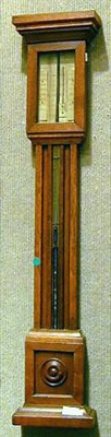 Lot 333 - Walnut Stick Barometer Clum & King, Clifton...