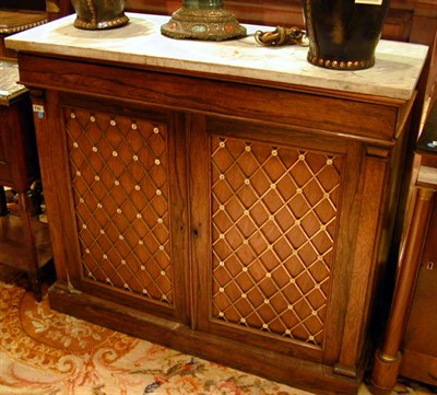 Lot 418 - Regency Marble Top Rosewood Side Cabinet