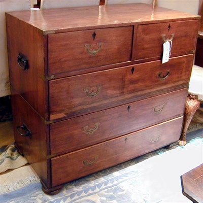 Lot 544 - Victorian Brass Mounted Mahogany Campaign Chest