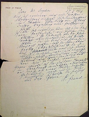 Lot 275 - FREUD, SIGMUND Autograph letter signed ("Prof....
