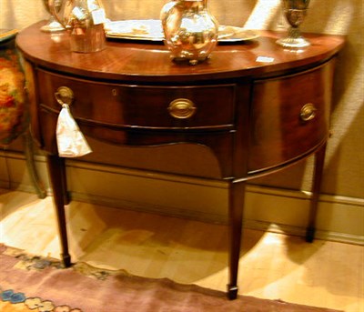 Lot 386 - Regency Inlaid Mahogany Style Demilune Sideboard