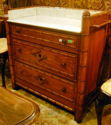 Lot 136 - Victorian Marble Top Faux Bamboo Pine Washstand