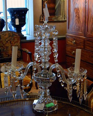 Lot 513 - Pair of Georgian Style Cut Glass Two-Light...