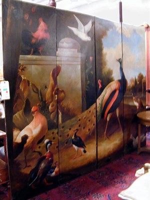 Lot 703 - Painted Four-Panel Screen