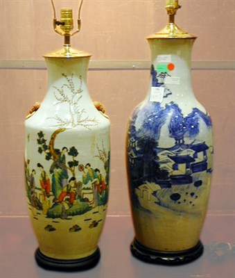 Lot 743 - Two Chinese Porcelain Lamps