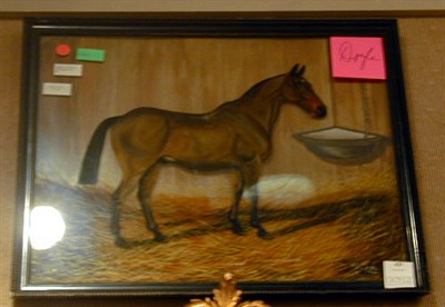 Lot 425 - Framed Reverse Painting on Glass of a Horse...