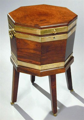 Lot 373 - George III Brass Bound Mahogany Cellaret Third...
