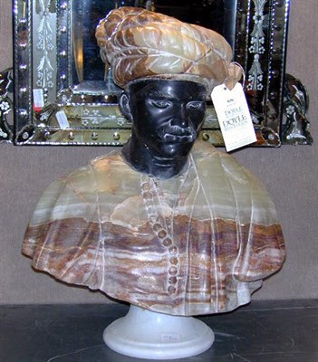 Lot 678 - Onyx and Marble Bust of a Nubian