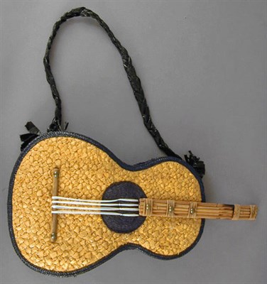 Lot 1126 - Straw Guitar Shoulder Bag 1950s Yellow woven...