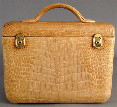 Lot 973 - Beige Alligator Travel Bag French, 1960s With...