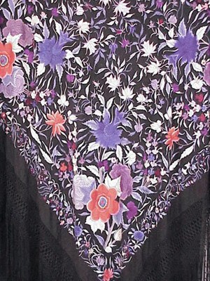 Lot 1154 - Embroidered Silk Shawl Chinese, early 20th...