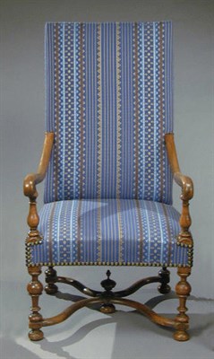 Lot 273 - Continental Baroque Walnut High-Back Armchair...