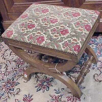 Lot 384 - Pair of Charles X Style Upholstered Oak Stools