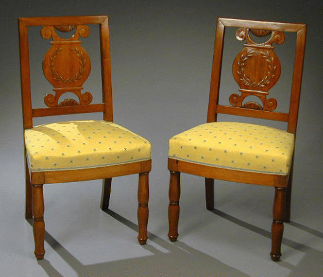Lot 580 - Pair of Restauration Mahogany Side Chairs...