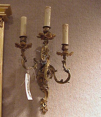 Lot 361 - Pair of Louis XV Style Gilt-Bronze Three-Light...