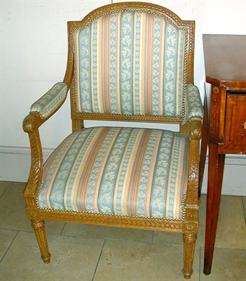 Lot 465 - Pair of Louis XVI Style Carved Oak Armchairs