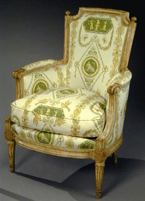 Lot 549 - Louis XVI Painted Beechwood Bergere Nicolas...