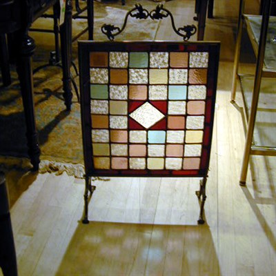 Lot 171 - Victorian Leaded Glass Fire Screen