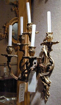 Lot 406 - Pair of Louis XV Style Gilt-Bronze Five-Light...