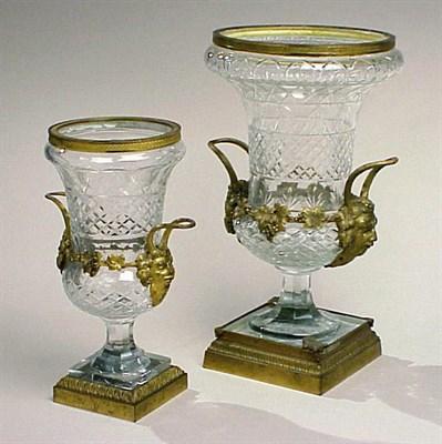 Lot 567 - Two Empire Style Gilt-Bronze Mounted Cut Glass...