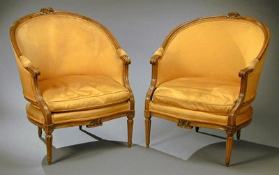 Lot 458 - Pair of Louis XVI Style Beechwood Bergeres...