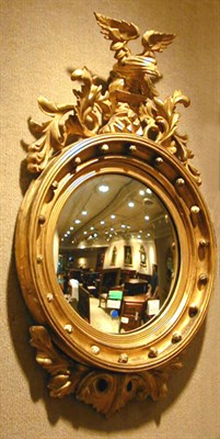 Lot 532 - Late Regency Gilt-Wood Convex Mirror Early...