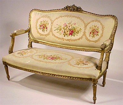 Lot 488 - Louis XVI Style Gilt-Wood Salon Suite...