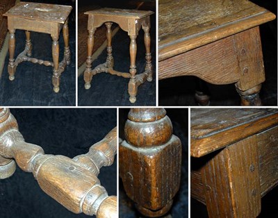 Lot 178 - Two Continental Baroque Oak Joint Stools Each...