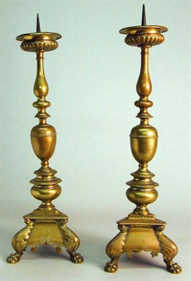 Lot 287 - Pair of Continental Baroque Bronze Pricket...