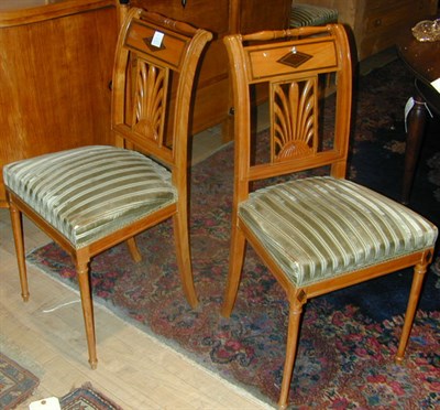 Lot 657 - Set of Six Neoclassical Brass Inlaid Maple...