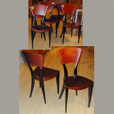 Lot 216 - Set of Eight Stained and Painted Wood Dining...