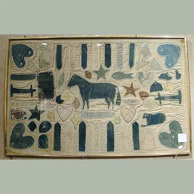 Lot 442 - Appliqued Cotton and Velvet Small Quilt...