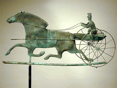 Lot 103 - Molded Copper Sulky Weathervane Raised on an...