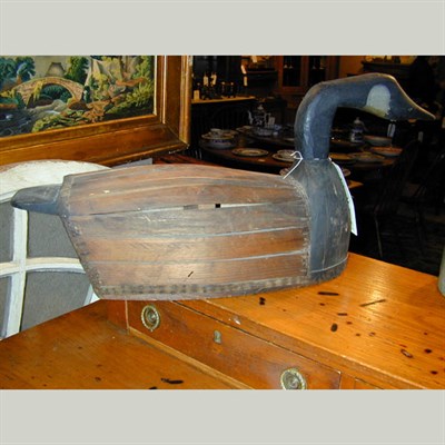 Lot 187 - Carved and Painted Wood Goose Decoy With head...