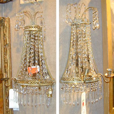 Lot 531 - Pair of Neoclassical Gilt-Bronze and Cut Glass...