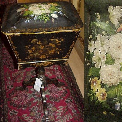 Lot 222 - Victorian Painted and Gilt-Decorated Lacquered...