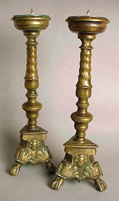 Lot 202 - Pair of Continental Baroque Brass Pricket...
