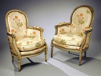 Lot 914 - Companion Pair of Louis XVI Gray Painted...