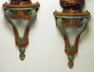 Lot 866 - Pair of Continental Green and Terra Cotta...